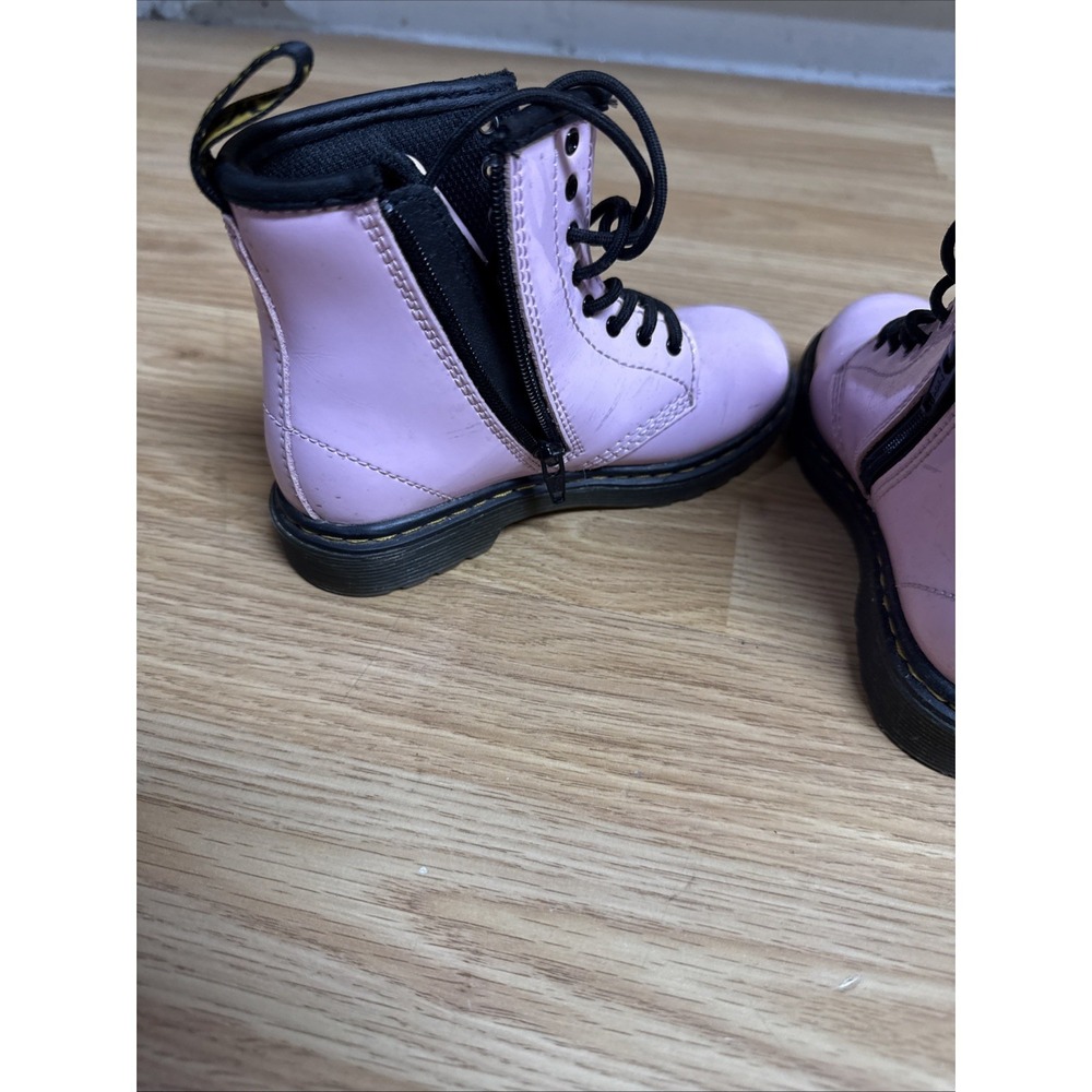Dr. Martens 1460 T Combat Lace-Up Boots Pale Pink Patent Kids Toddler Size 10 - Picture 5 of 7